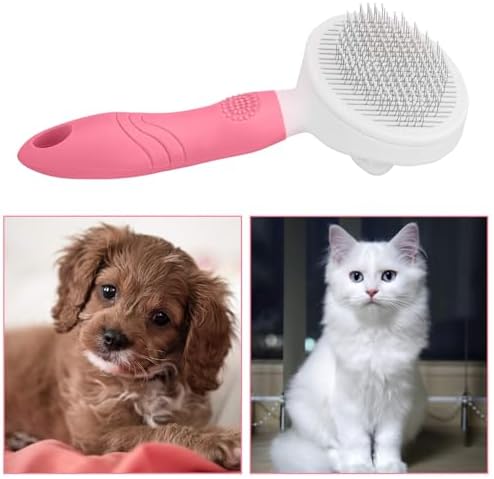 Self Cleaning Slicker Brush - Cat Brush Skin-Friendly Deshedding Grooming Massaging Tool for Long & Short Haired Pets, Cat Hair Brushes Easy Removes Undercoat for Dogs Cats Rabbits-UPGRADED, Pink - Image 6