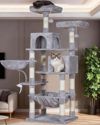 Heybly Cat Tree, 70 inches Tall Cat Tower for Indoor Large Cats HCT032W by HEYBLY