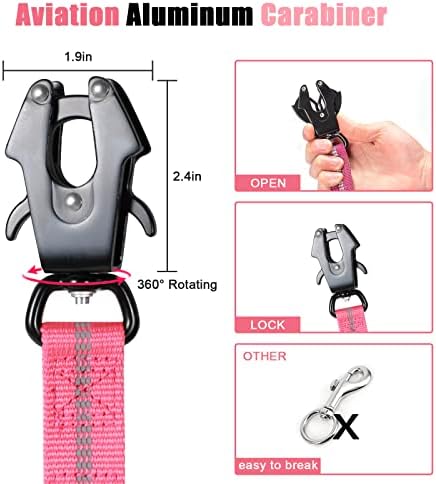 Raipult Tactical Shock Absorbing Bungee Dog Leash Heavy Duty, 4-6ft, Pink - Image 2