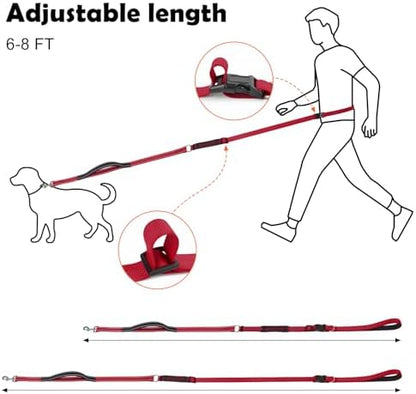 XiaZ Hands Free Dog Leash,Versatile Crossbody Dog Leash,5.9-7.9 FT Waist Belt with Double Handles for Small Medium and Large Dogs Walking, Running and Jogging, Red - Image 6