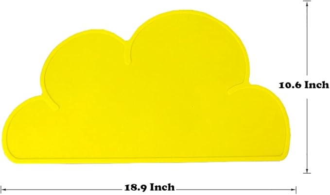 Love Dream Silicone Pet Feeding Food Mat with Raised Edge, Anti-Slip Waterproof Pet Bowl Mat Placemat for Dog and Cat (Yellow)