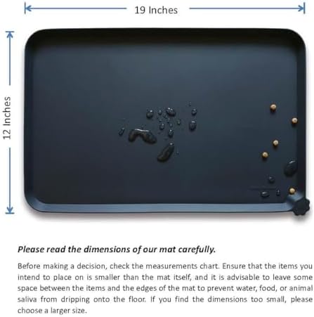 Hoki Found Silicone Pet Food Mats Tray - Non Slip Pet Bowl Mats Placemat - Dog Cat Feeding Mat - Waterproof Dog Food Mats -Pet Water Mats for Floors -Black - Image 3