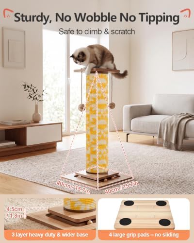 Odoland 31" Tall Large Cat Scratching Post with Replaceable Scratcher Pad - Image 7