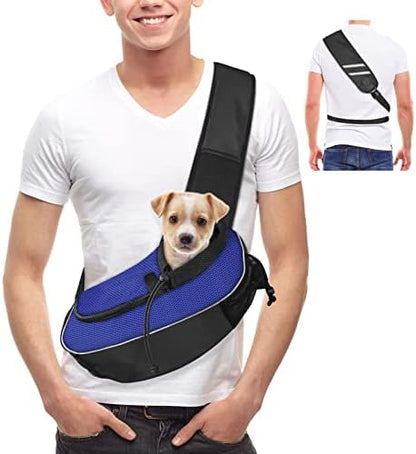 Gloppie Small Dog Sling Carrier for 5lb Dogs Breathable Puppy Sling Hands Free Travel Cat Carrier Klein Blue S by Gloppie