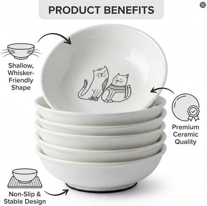Non-Slip Cat Food Bowls, 6 Pack Whisker-Friendly Ceramic Bowls - Image 4