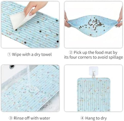 Ptlom Pet Placemat for Dog and Cat, Anti-Slip Waterproof Dogs Feeding Mat Prevent Food and Water Overflow, Bowl Mats Suitable for Medium and Small Pets, Bluedonut, Silicone - Image 7