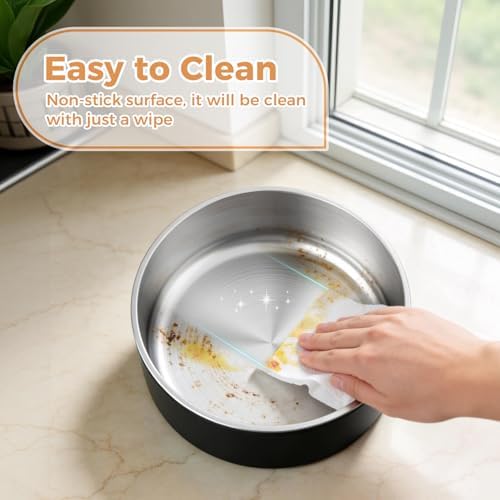 WENBOKMIN Dog Bowl, Stainless Steel Food and Water Bowl, 40oz, Black | Non Slip Quiet Bottom, Easy to Clean, Dishwasher Safe - Image 5