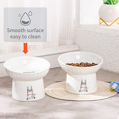6.5 Inch Extra Wide Ceramic Raised Cat Bowls, Tilted Elevated Cat Bowl - Image 7