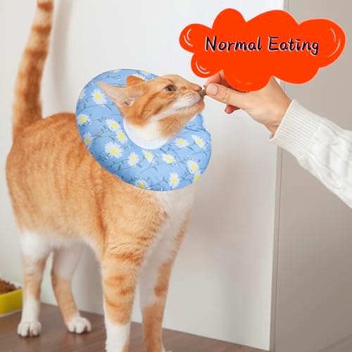 Seyezo Cat Cone Collar, Anti-Bite Cat Recovery Collar, Blue Daisy, Large - Image 4