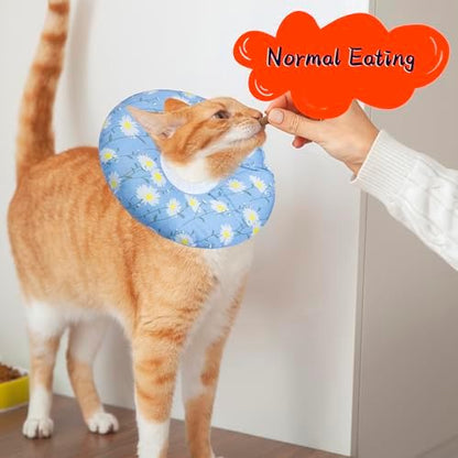 Seyezo Cat Cone Collar, Anti-Bite Cat Recovery Collar, Blue Daisy, Large - Image 4