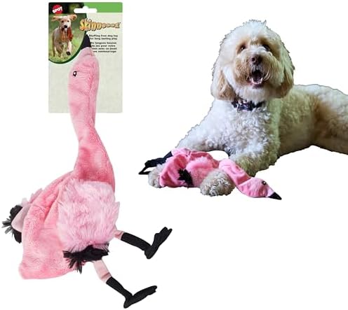 SPOT Skinneeez Flamingo 19 Inch Stuffing-Free Plush Dog Toy with Dual Squeakers – Long Interactive Chew Toy for Medium and Large Dogs – Mess-Free Play for Light & Moderate Chewers by SPOT