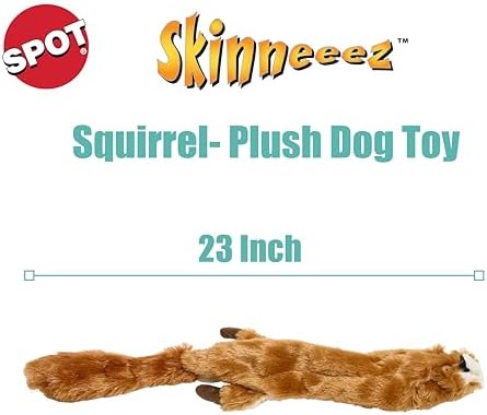 SPOT Skinneeez Squirrel 23-Inch Stuffing-Free Plush Dog Toy – Realistic Design with 2 Squeakers – Durable, Soft Polyester for Medium & Large Dogs – Tug, Fetch & Shake Play – for Moderate Chewers - Image 2