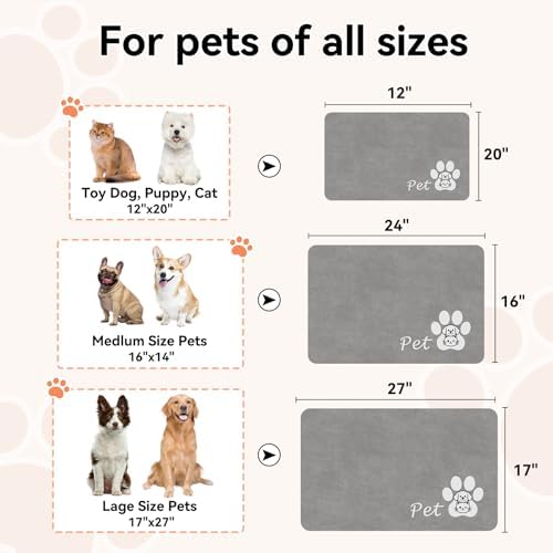 RUERYA Dog Food Mat Cat Feeding Mat for Food and Water Bowls,17"x27",Grey - Image 5