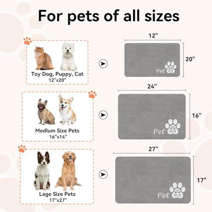 RUERYA Dog Food Mat Cat Feeding Mat for Food and Water Bowls,17"x27",Grey - Image 5
