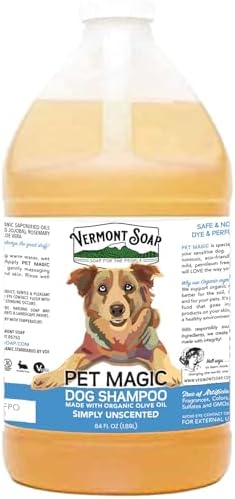 VERMONT SOAP Organic Pet Shampoo, Unscented Natural Dog Shampoo, 64 oz by VermontSoap