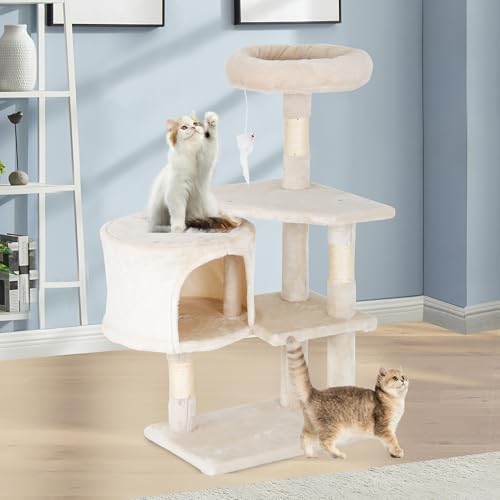 FDW | 36" Cat Tree Tower | Beige | Multi-Level Indoor Activity Center - Image 2