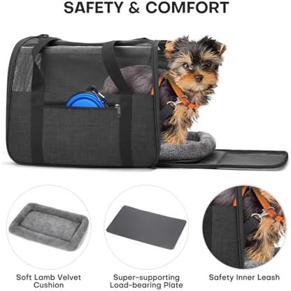 JUNGYOUN Premium ​Cat Carrier - ​Pet Carrier for Cat & Small Dogs up to 15lbs - ​Airline Approved Travel Dog Carrier with Anti-Escape Zippers, Collapsible Travel Bowl & Padded Strap - Image 4