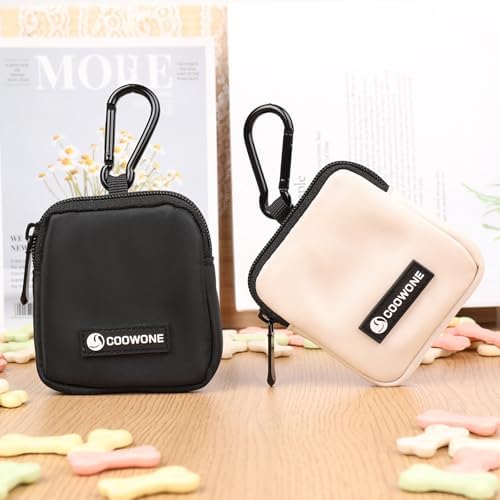 Dog Treat Pouch 2 PCS, Waterproof Small Dog Treat Bag for Leash, Hands Free Dog Walking Bag with Carabiner, Dog Poop Bag Holder for Pet Puppy Travel or Outdoor Use, Zipper Closure to Avoid Spilling - Image 4