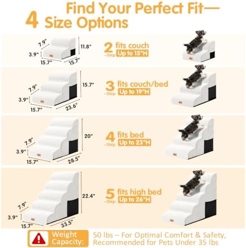 Topmart High Density Foam Dog Steps 5 Tiers, Extra Wide Deep Pet Steps - Image 6