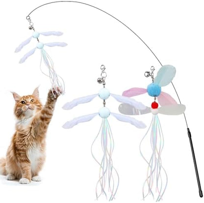 PAZ'S GIFT Cat Wand Toys, Rotating Feather 2 piece Catnip wzggle Sounding Toy, Soft and Durable, Interactive cat Kick Toys for Indoor Play by PAZ%27S+GIFT
