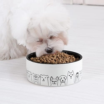 Fun Elements Ceramic Dog Bowls - Large, Non-Slip, 64 Fl Oz, Black with Adorable Dog Patterns (Large, Black) - Image 5