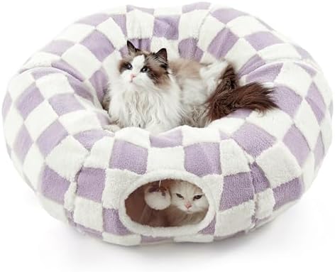 Lesure Donut Cute Jacquard Cat Tunnel Bed Kitten Toys for Puppy Bunny by Lesure