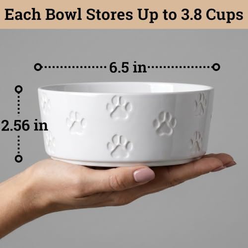 Ceramic Dog Bowl Set of 2 w/ Anti-Skid Base 6.5"W x 2.5"H, 3.8 Cup Capacity - Image 6