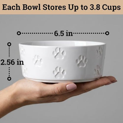 Ceramic Dog Bowl Set of 2 w/ Anti-Skid Base 6.5"W x 2.5"H, 3.8 Cup Capacity - Image 6