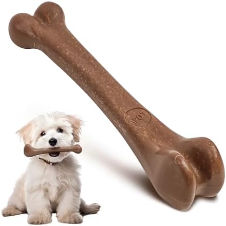 SPOT Bam-Bones Bone - Made with Strong Bamboo Fiber, Durable Long Lasting Dog Chew for Light to Moderate Chewers, Great Toy for Adult Dogs & Teething Puppies Under 25lbs, 5.75in, Bacon Flavor by SPOT