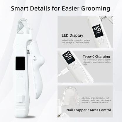 Bearded Dragon Nail Clipper & Grinder 2-in-1 - Rechargeable Electric Lizard Nail File Trimmer with Safety LED Light, Quiet Low-Speed for Lizard, Crested Gecko, Turtle, Chameleon - Image 5