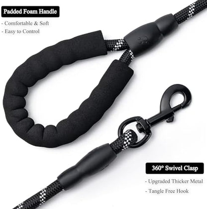 2 Pack Dog Leash, Heavy Duty Nylon Rope Pet Leashes(5FT-3/8,Black/Blue) - Image 3