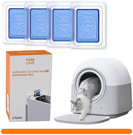 HHOLOVE Deodorizer 4-Pack for Self Cleaning Cat Litter Box, for Automatic Cat Litter Box Extra Large No More Scoop, Anti-Pinch for Cat 3-20lbs, Advanced Odor Control 4 Pack(Blue) by HHOLOVE