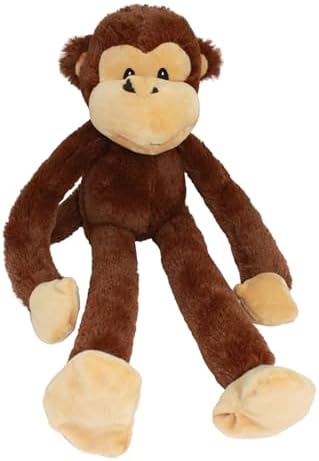 Multipet Swingin' Safari Monkey Dog Plush Toy - Squeaky Dog Toy for All Dogs - Extra Soft Plush Dog Toy - Stuffed Animal Dog Toy for Cuddling & Playing - Cute Dog Pet Toy (27”, Brown, 5 Squeakers) by Multipet