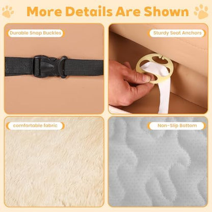 Dog Car Seat Cover, Waterproof Plush Pet Seat Protector, Beige, Back Seat - Image 5