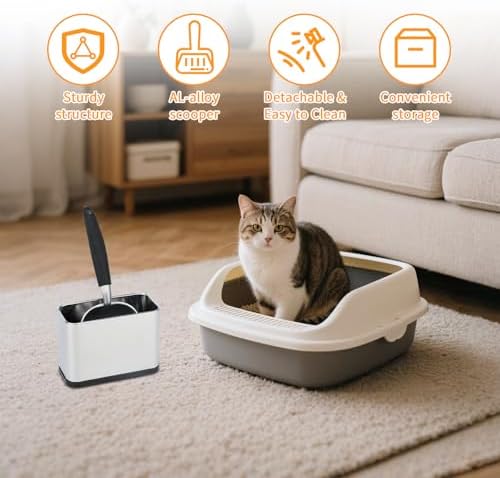 Metal Litter Scoop with Holder, Cat Litter Scooper and Caddy Set - Image 2