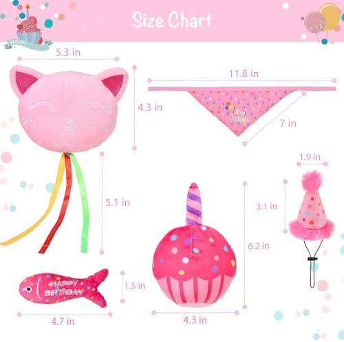 BINGPET Cat Birthday Decorations Outfit, 5 Pcs Catnip Toys for Indoor Cats - Image 4