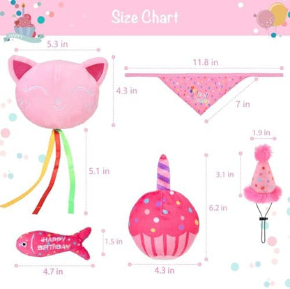 BINGPET Cat Birthday Decorations Outfit, 5 Pcs Catnip Toys for Indoor Cats - Image 4