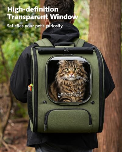 Pecute Cat Backpack Carrier,Large Space Cat Bubble Backpack,Ergonomic,Green - Image 3