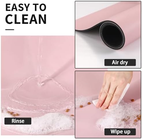 HotLive Dog Food Mat - Absorbent Cat Mat for Food and Water, No Stains Pet Feeding Bowl Mat, Easy to Clean Pet Placemats, Quick Dry Dog Water Dispenser Mat for Messy Drinkers | Paw Pink 12"x 19" - Image 3