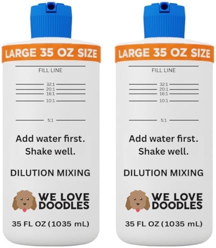 Dilution Bottle for Dog Shampoo, Conditioner & Solutions, 35 oz, 2 Pack by WeLoveDoodles