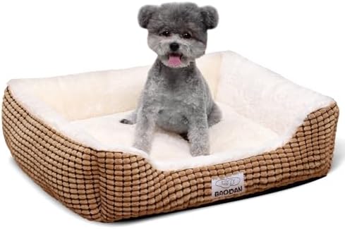 Dog Beds for Small Medium Dogs Washable, Calming Dog Bed Small Size Dog, Orthopedic Dog Bed, Warming Soft Calming Sleeping Puppy Bed Durable Pet Bed with Anti-Slip Bottom (25 inch, Coffee) by Baodan