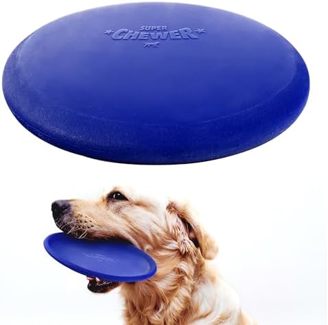 SuperChewer Tough Flying Disc Toy | Lifetime Replacement | Strong Natural Rubber | Great Dog Fetch Toys | Rubber Disc Toy for Dogs | Ultra Durable Chew Toys for Aggressive Chewers | for All Breeds by TuffPupper