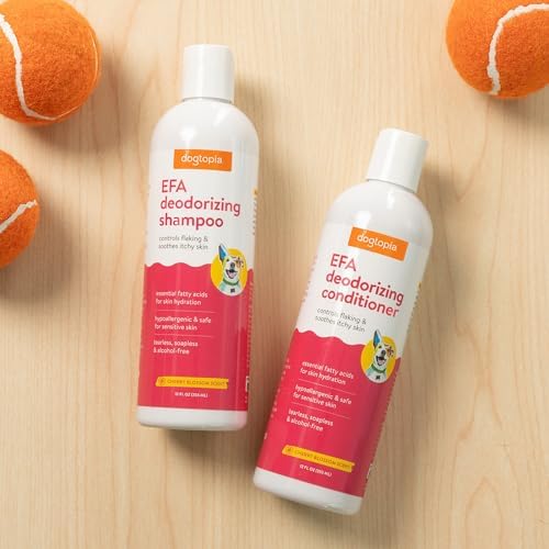Essential Fatty Acid (EFA) Shampoo and Conditioner for Pets – 12oz Deodorizing Cherry Blossom Scent | Soothing for Dogs and Cats Rich with Moisturizing Emollients | Tearless, Soapless - Image 7