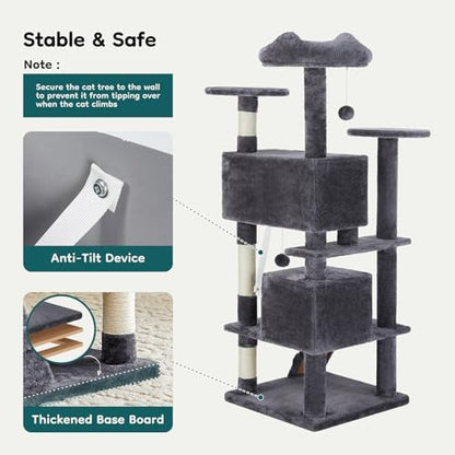 DUMOS 54 Inch Cat Tree Tower with Scratching Posts - Image 6