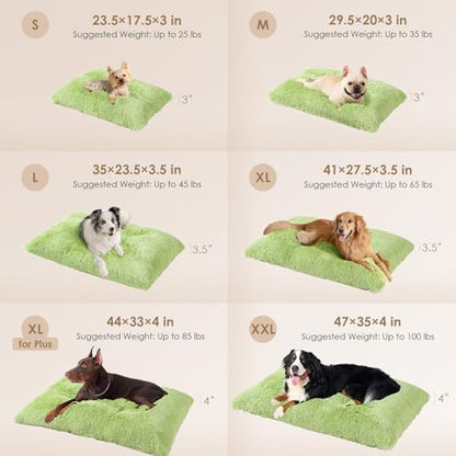 EHEYCIGA Fluffy Dog Crate Bed for Medium Dogs, Plush Crate Pad, Green - Image 3