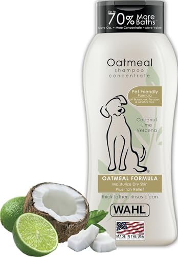 Wahl USA Dry Skin & Itch Relief Pet Shampoo for Dogs – Oatmeal Formula with Coconut Lime Verbena Scent & Pet Friendly Formula, 24 Oz - Model 820004A by Wahl
