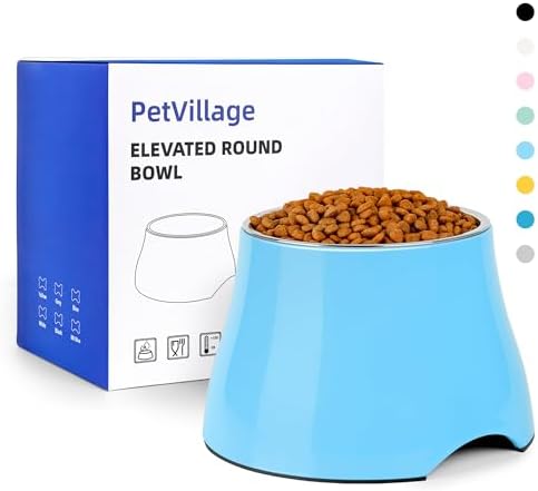 Dog Bowls,Cone Friendly Non Slip Single Dog Bowl with Stainless Steel Inner, Raised Bowls for Small and Medium Dogs Spaniel Dogs Long Ear, High Capacity, L/3 Cups Aqua Blue by Petvillage