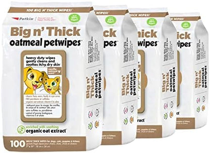 Petkin Large Oatmeal Pet Wipes for Dogs and Cats, 400 Count, Soothes Itchy Skin and Cleans Ears, Face, Butt, Body and Eye Area by Petkin
