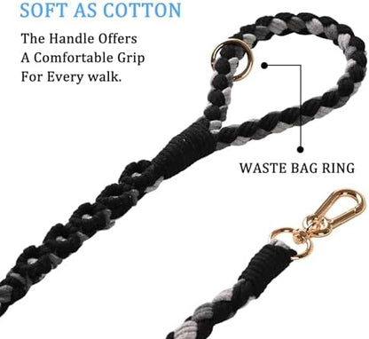 Double Dog Leash – Tangle-Free Dual Leash with 360° Swivel, Shock Absorbing Bungee, Reflective Stitching & Hand-Braided Main Rope (Supports Up to 440 lbs, Black) - Image 4