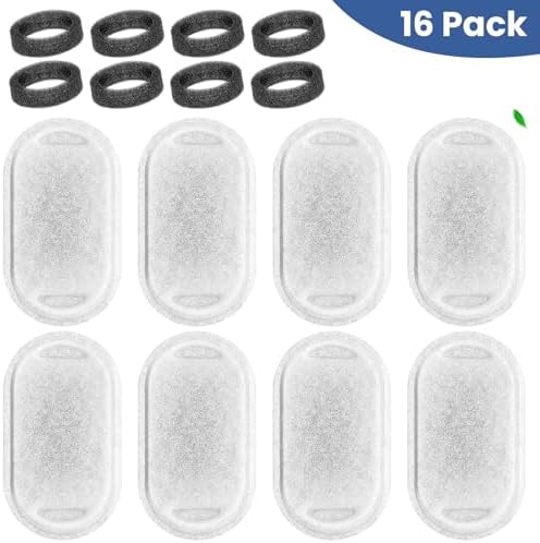 Cat Water Fountain Filter Replacement, 8 Pcs Pet Water Fountain Filters with 8 Pcs Sponges Foam for 67oz/2L & 108oz/3.2L Stainless Steel Automatic Cat Water Fountain Dispenser Filters - Image 5